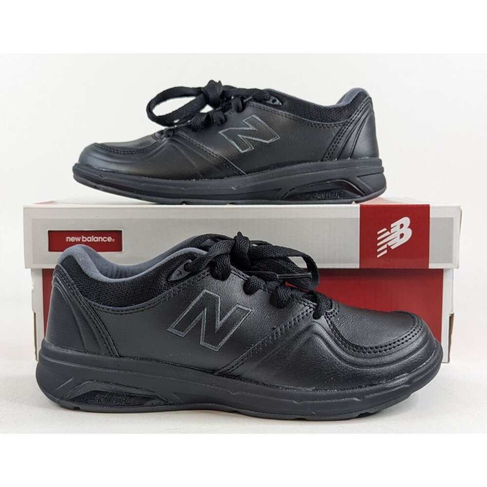 New Balance Black Leather Lace-Up Sneakers